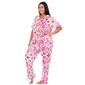 Plus Size White Mark 2pc. Short Sleeve Tropical Pajama Set - image 3
