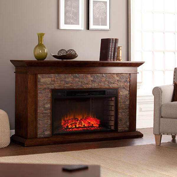 Southern Enterprises Simulated Stone Electric Fireplace - image 
