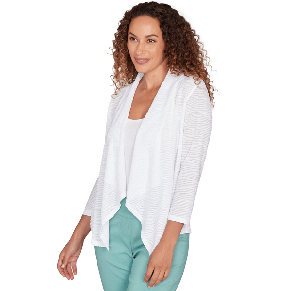 Womens Hearts of Palm Fresh Start Wavy Stripe Cardigan