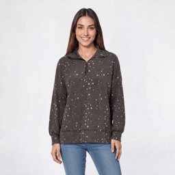 Womens C''est La Vie Long Sleeve Stars Drop Shoulder Sweater