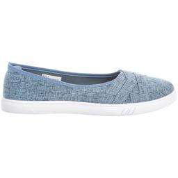 Womens Ashley Blue Solid Canvas Slip On Flats
