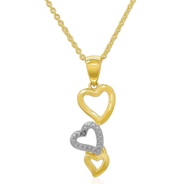 Accents by Gianni Argento Diamond Accent Triple Heart Pendant - image 
