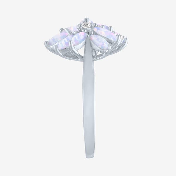 Gemstone Classics™ Lab Grown White Sapphire & Opal Floral Ring