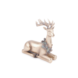 Melrose Metallic Deer with Wreath Figurine - Set of 2