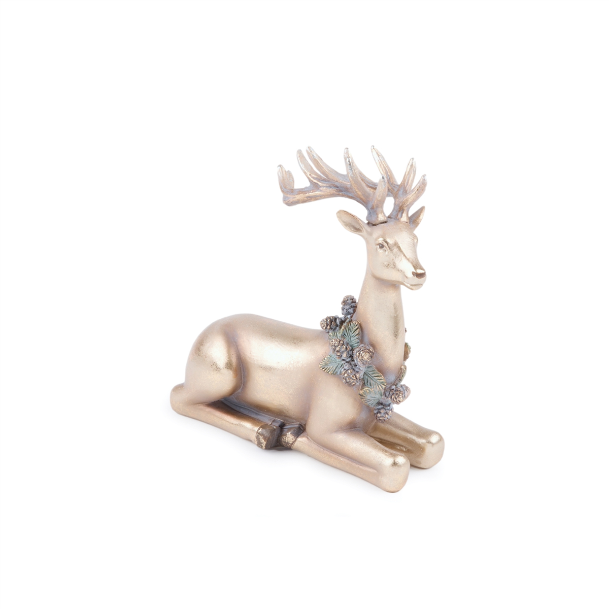 Melrose Metallic Deer with Wreath Figurine - Set of 2