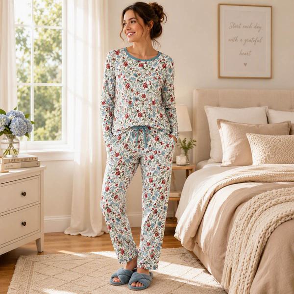 Plus Size IZOD(R) Long Sleeve Folk Fantasia Floral Pajama Set
