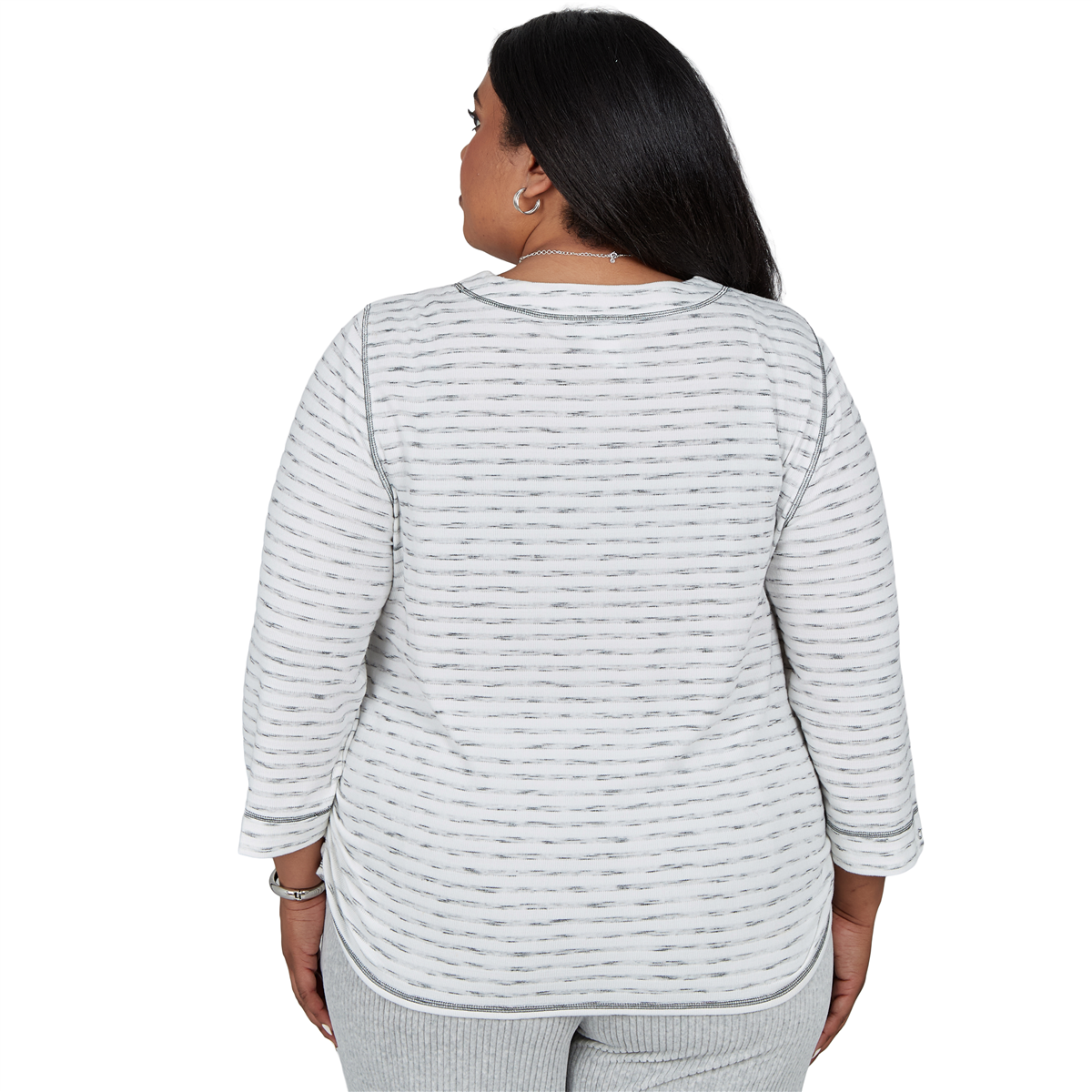 Plus Size Alfred Dunner Weekend Warrior 3/4 Sleeve Stripe Blouse