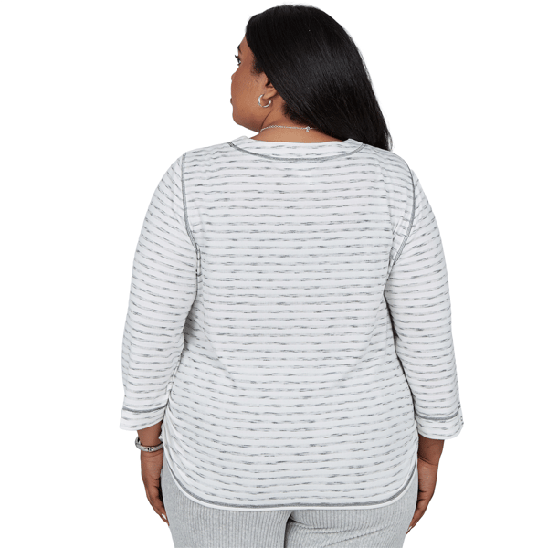 Plus Size Alfred Dunner Weekend Warrior 3/4 Sleeve Stripe Blouse