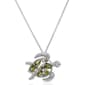 Silver Plated & Peridot CZ Turtle Pendant Necklace - image 1