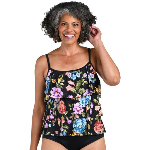 Womens Maxine Queen''s Garden Triple Tiered Tankini Swim Top