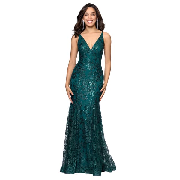 Juniors Blondie Nites Sequin V-Neck Godet Mermaid Dress - image 