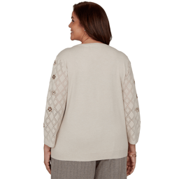 Plus Size Alfred Dunner Regent Street Floral Pointelle Sweater