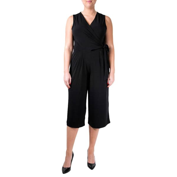 Petite Nina Leonard Sleeveless ITY Solid Crop Jumpsuit - image 