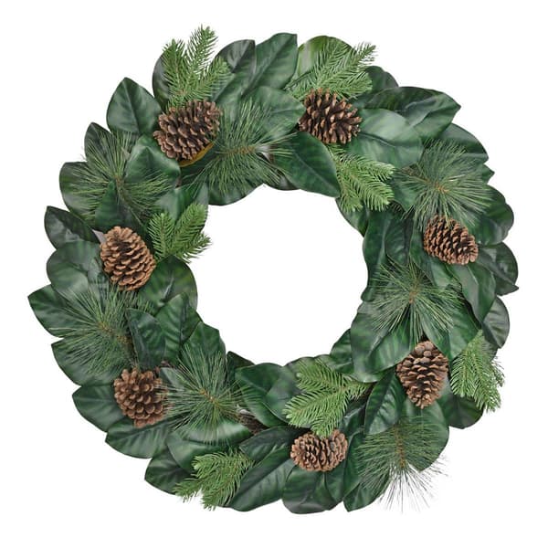 Puleo International 32in. Magnolia Artificial Wreath - image 