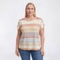 Plus Size Tru Self Short Buttoned Dolman Sleeve Stripe Blouse - image 1