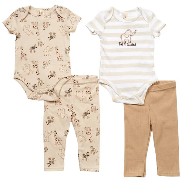 Baby Boy &#40;3-9M&#41; Liam & James 4pc. Cutie Safari Bodysuit Set - image 