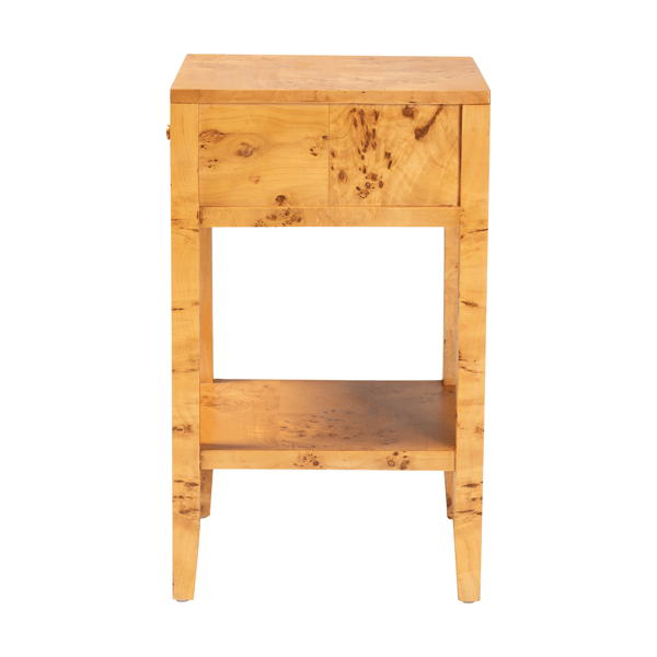 bali & pari Ghina Modern Real Burl Wood 1-Drawer Nightstand