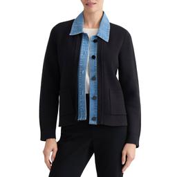 Womens Jones New York Long Sleeve Denim Collard Button Front Car