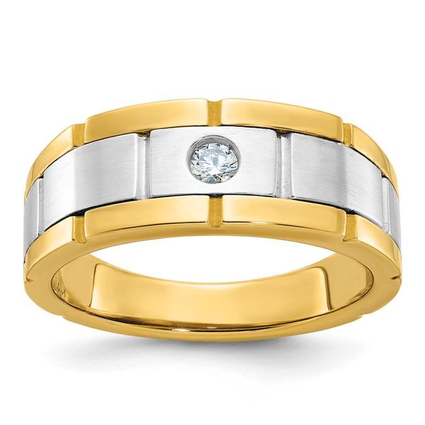 Mens Gentlemens Classics(tm) 14kt. Two Tone 1/10ctw. Diamond Ring - image 