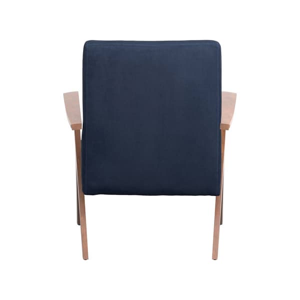 Coaster Monrovia Dark Blue and Walnut Wooden Arms Accent Chair