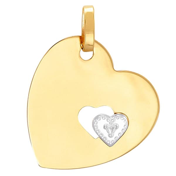 Gold Classics(tm) Two-Tone Gold Heart with Cut-Out Heart Pendant - image 