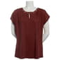 Plus Size Notations Short Sleeve Diamond Grommet Neck Blouse - image 1