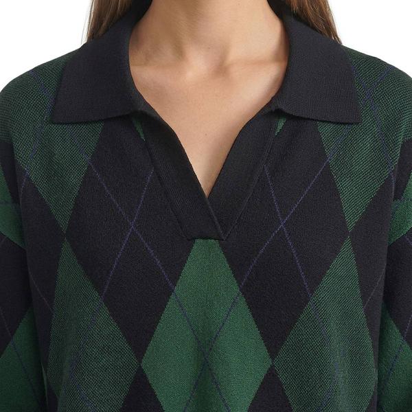 Womens Jones New York Long Sleeve Argyle Polo Sweater