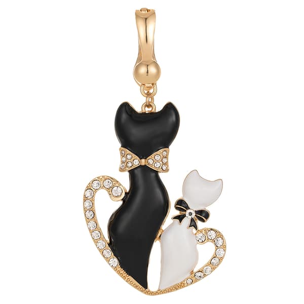 Wearable Art Gold-Tone Cat in Heart Enhancer - image 