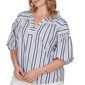Plus Size Ruby Rd. French Riviera Elbow Puff Sleeve Stripe Blouse - image 5