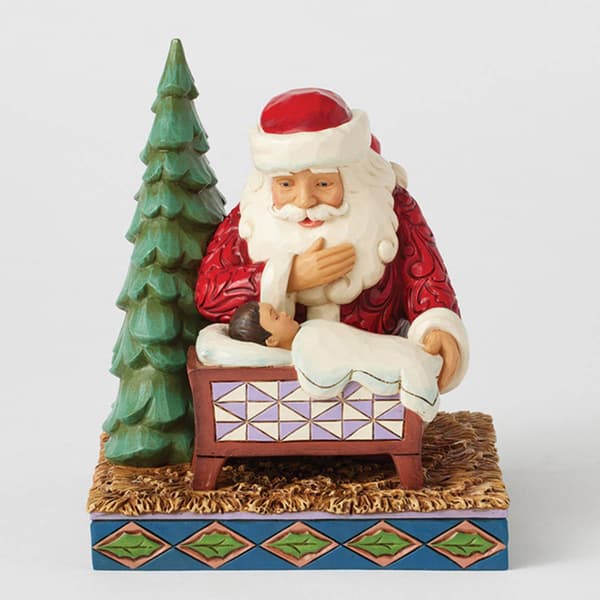 Jim Shore Santa Kneeling over Baby Jesus Christmas Figurine