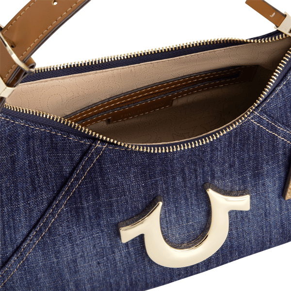 True Religion Metal Horseshoe Denim Hobo Bag