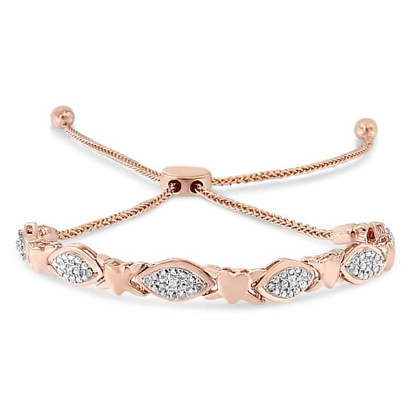 Haus of Brilliance 14kt. Rose Gold Plated Diamond Bolo Bracelet - image 