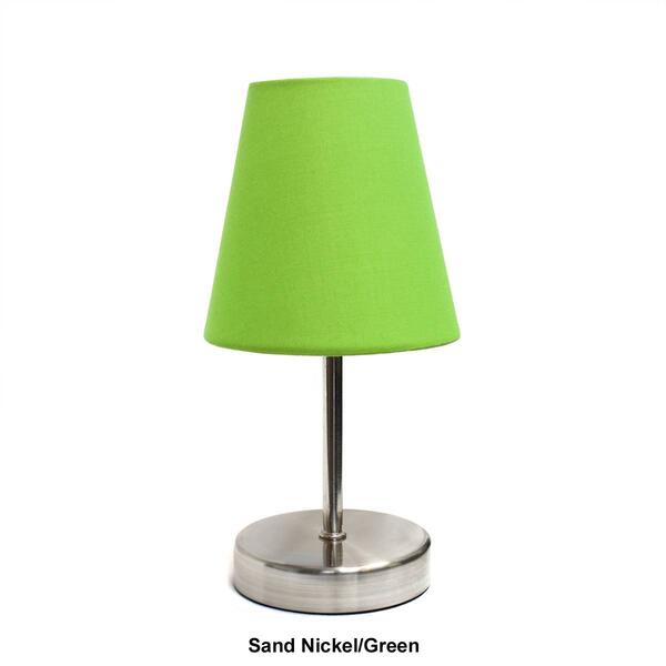 Simple Designs Sand Nickel Mini Basic Table Lamp w/Fabric Shade