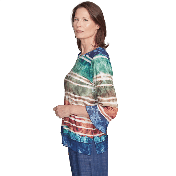 Womens Alfred Dunner Summer Solstice Tie Dye Stripe Blouse