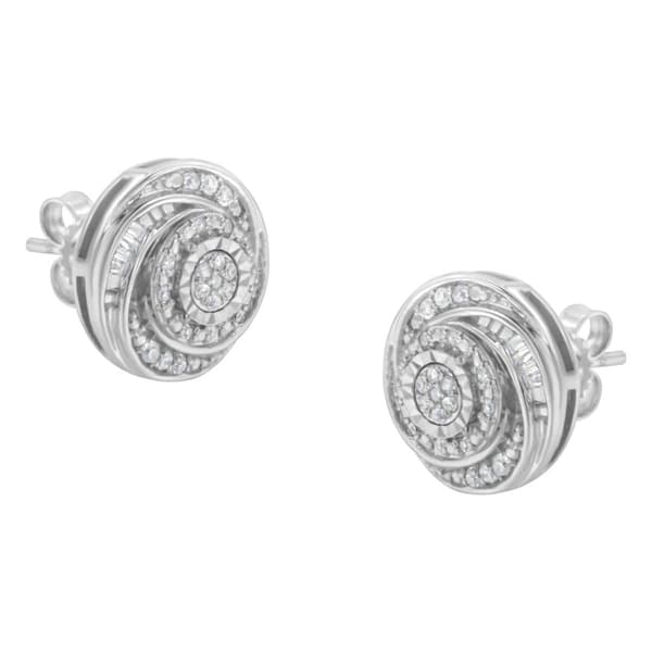 Haus of Brilliance Silver 1/4ctw. Diamond Swirl Stud Earrings