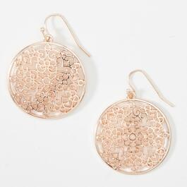 Design Collection Rose Gold Round Swirl Drop Earrings