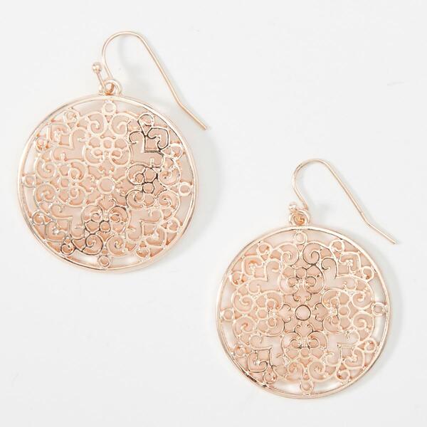 Design Collection Rose Gold Round Swirl Drop Earrings - image 