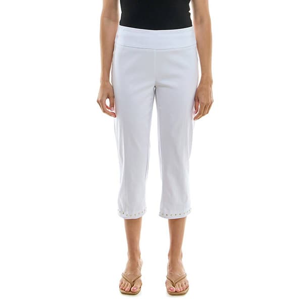 Womens Zac & Rachel Solid Capri Pants w/Metal Detail Tulip Hem - image 