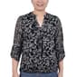 Womens NY Collection 3/4 Roll Sleeve Burnout Knit Top - image 1