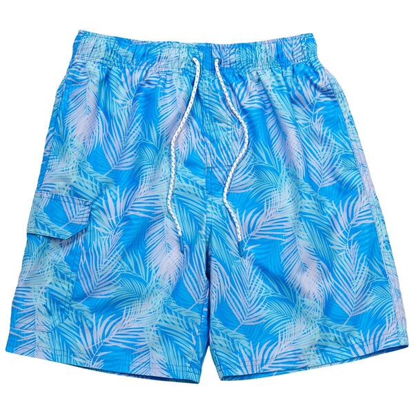 Young Mens SURFZONE&#40;R&#41; Tonal Palms Swim Trunks - Blue - image 