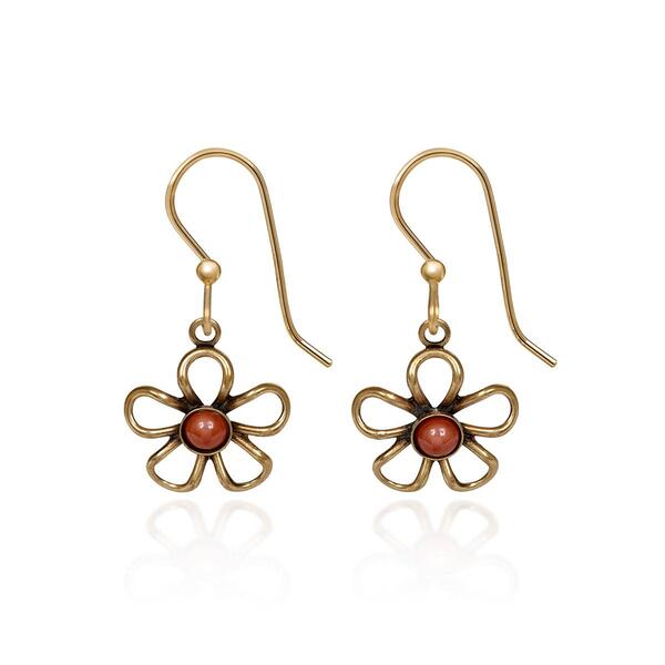 Silver Forest Wirey Flower w/ Jasper Center Earrings - image 