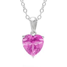 Sterling Silver Pink Sapphire Heart Pendant