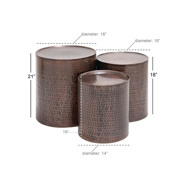9th & Pike&#174; Small Hammered Metal Round End Tables - Set Of 3
