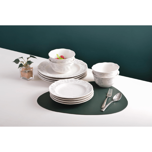 222 Fifth Refreshed Floral White Porcelain 12pc. Dinnerware Set