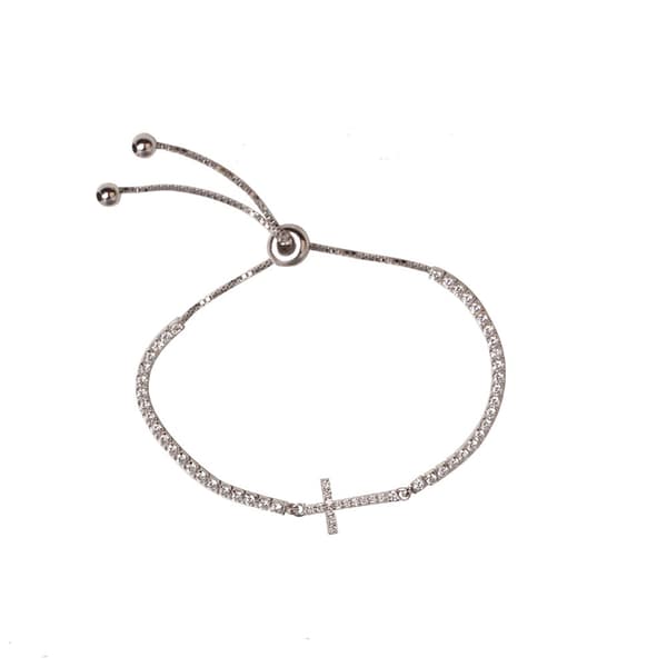 Cubic Zirconia Cross Adjustable Bracelet - image 