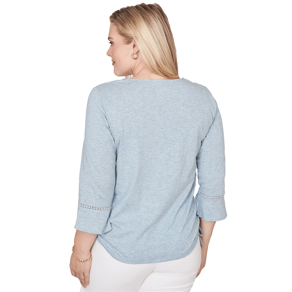 Petite Alfred Dunner Out Of The Blue Center Embroidery Blouse