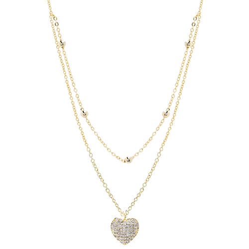 Gold Plated & Cubic Zirconia Heart Necklace - image 
