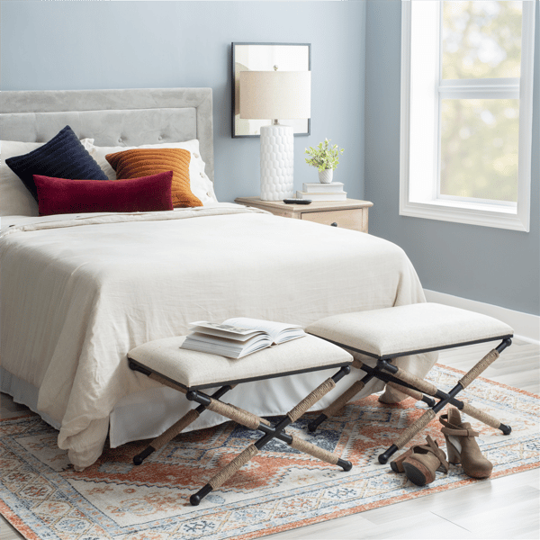 Linon Home Decor Ashburn Campaign Accent Stool
