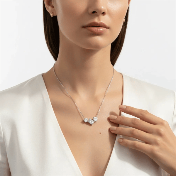 Saffron 4ctw. Moissanite Diamond Trio Pendant Necklace