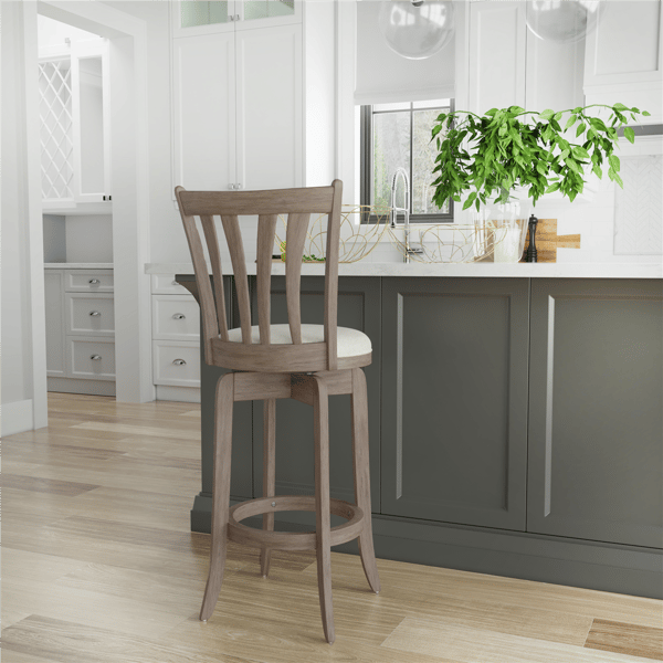 HH2 Home Savana Grey Wood Swivel Bar Height Stool